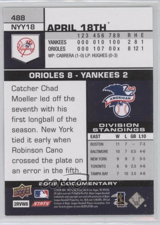 2008 Upper Deck Documentary Gold Alex Rodriguez #488 - Image 2 of 2