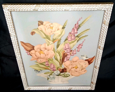 Mid Century Modern Framed Floral Lithograph Turner Wall Accessories USA 1950s