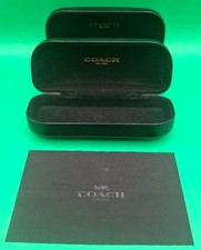 2 Coach Black Leather Eyeglass Cases Hard Snap Sunglasses Case Designer Unisex