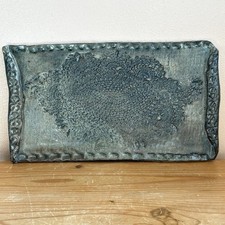 Mid Century Brutalist Studio Pottery Tray Textured Iron Glaze Lace Impression