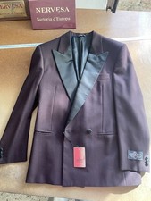 Giacca Smoking Berry Doppiopetto Vintage In Lana Vergine  Nuova Con Cartellino