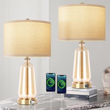 Table Lamps for Living Room Set of 2,Touch Lamps for Night Stands with 2 USB ...