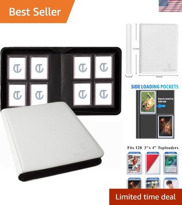 160 Cards - 4 Pocket Top Loader Zippered Album with Side-Loading Sleeves for ...