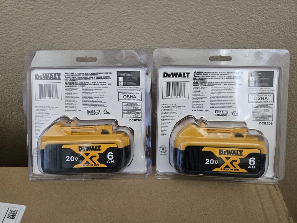 2X Nuevas Baterías Dewalt DCB206 20V Max XR 6.0Ah Litio Ion DCB206-2 Foto 2 de 2