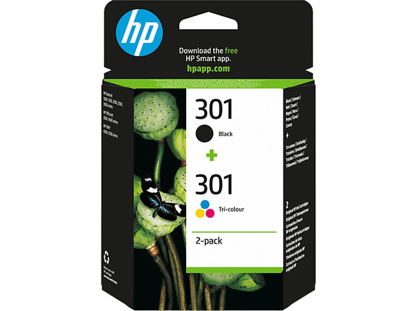 Cartucho de tinta - HP 301 Combo 2 Pack, Negro/Tricolor, N9J72AE