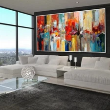 Large Textured Abstract Acrylic Oil Painting On Canvas Handmade Artwork Modern