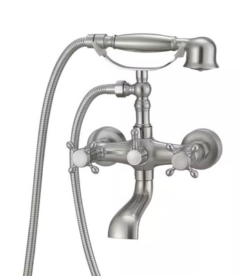 BWE A-98040-N 3-Handle Vintage Claw Foot Tub Faucet+Telephone Shaped Hand Shower