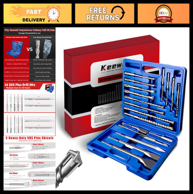 19-Piece Heavy-Duty SDS Plus Hammer Drill Bit Set for Concrete, Masonry & Stone