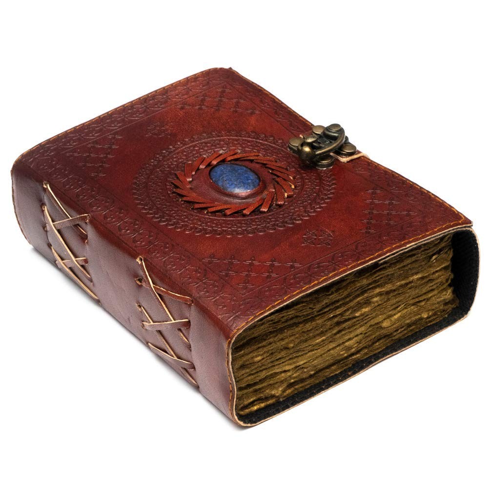 Journal with Semi Precious Stone Lock 240 Pages Antique Deckle Edge-image