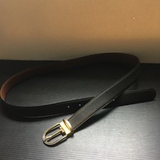 Vintage Bally Black And Brown Leather Belt w/ Golden Buckle 42"L Made in Italy