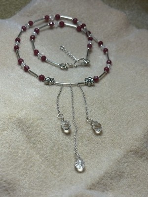 Quartz Ruby Necklace Sterling Silver Adjustable April Birthstone Aries Taurus 
