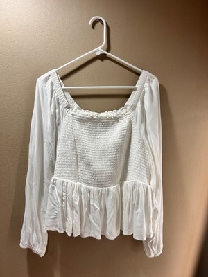 Torrid Off White Size 0 Womens Long Sleeve Baby Doll Top 