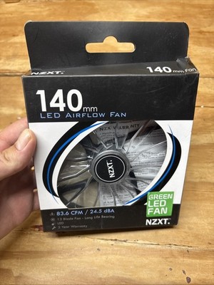New NZXT 140mm Green LED Airflow Fan. 83.6 CFM/24.5 dBA. 13 Blade Fan. OPEN BOX
