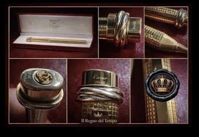 CARTIER Kugelschreiber Trinity Godron Vergoldet Mit Clip Initialen MC