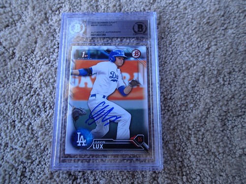 2016 Bowman Draft #bd67 GAVIN LUX signierte BASEBALLKARTE AUTO Beckett ROOKIE