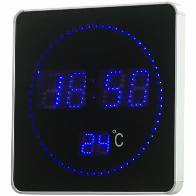 Lunartec Flache LED-Funk-Tisch- & Wanduhr, Temperatur-Anzeige, blaue LEDs
