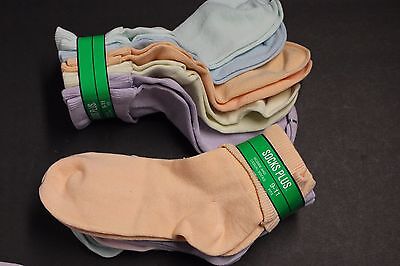 10 Pairs WOMEN/'S 9-11 MULTI COLOR ANKLE BOBBIE T CUFF CASUAL SOCKS Crew STRETCH