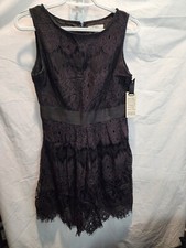 B B Dakota Black Lace Overlay Mini Dress Sleeveless Sz 4