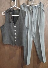 Western Mens Vest Pants Necktie Set Cowboy Equestrian Black Rodeo Sz Medium 32