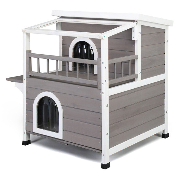 Cat house Indoor Outdoor Luxurious Cat Shelter House with Transparent Canopy