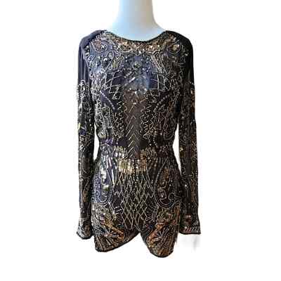 ASOS Gold and Black Sequin Romper size
