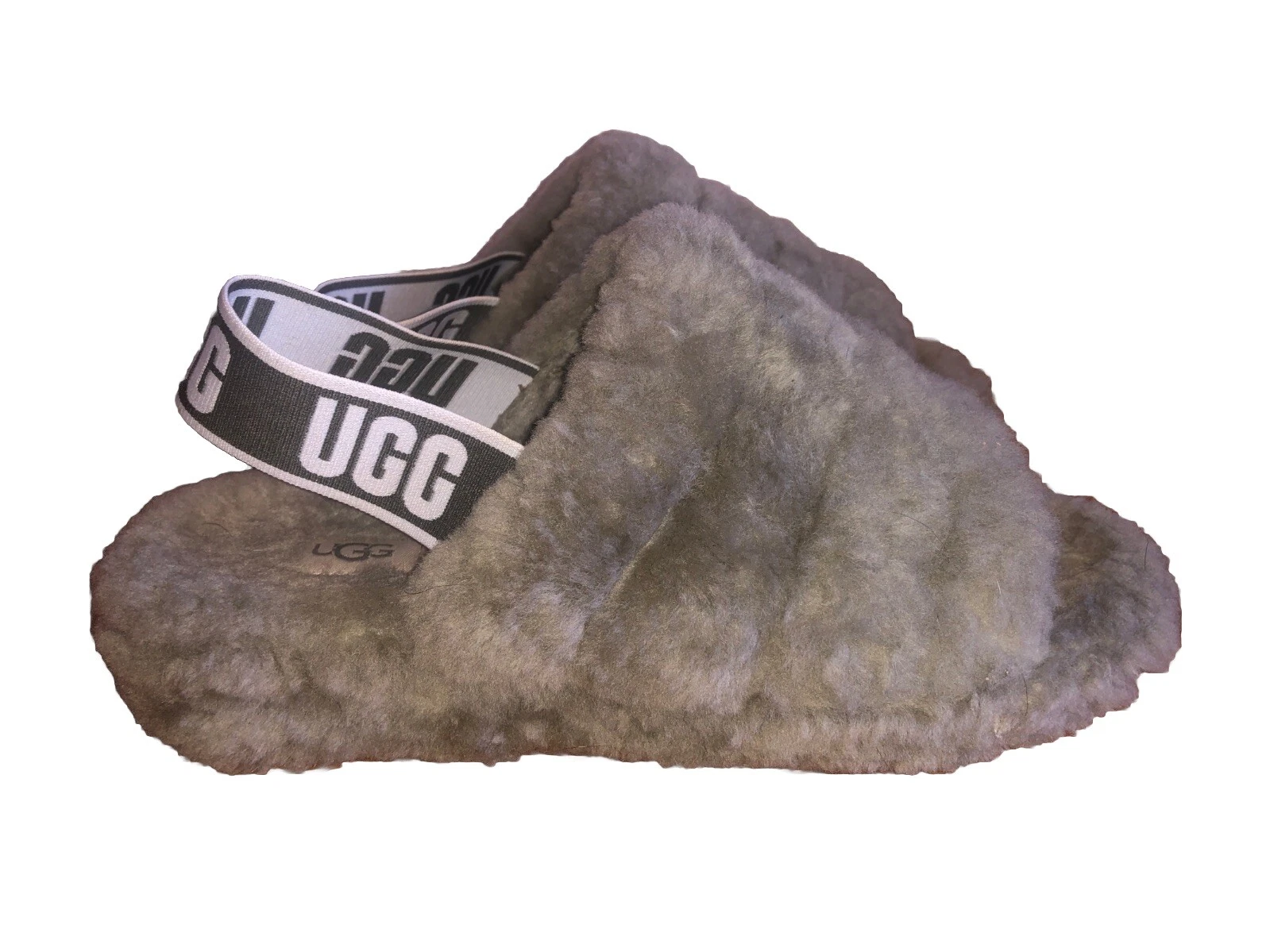 UGG Sandalo Donna 9 FLUFF YEAH Oliva Bruciata 1095119 Ciabatta EU 30 Elastico Schienale