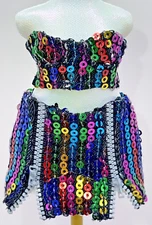 Rainbow High Amaya Raine Doll Series 2 Clothes Sequin Outfit Set Skirt Tube Top