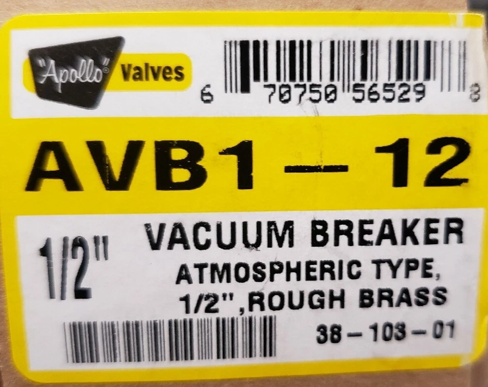 Вакуумный выключатель APOLLO AVB1-12 3810301, 1/2 дюйма, FNPT, бронза, 125 фунтов на квадратный дюйм - Изображение 2 из 3