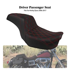 Driver Passenger Seat Red Stitching For Harley Dyna Street Bob Low Rider 06-2017