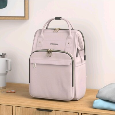 Laptop Backpack ''Dusty Pink'' 15.6'' VANKEAN Women Carry-On Work Bag w/ USB Port