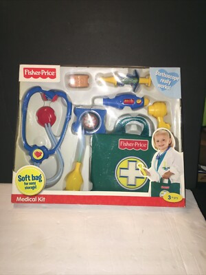 Fisher-Price Medical Kit W/ Soft Storage Bag Working Stethoscope 3+ Yrs 2009 New