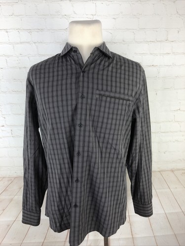 Black Plaid Cotton Dress Shirt 16 