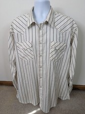 Vtg Ruddock Western Shirt Mens 2XL White Striped Pearl Snap USA Cowboy T6F