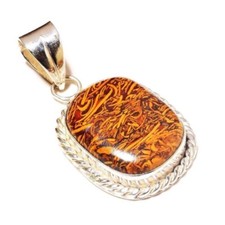 Mariam Jasper Cabochon Gemstone Silver Overlay Handmade Rope Bezel Pendant A6618