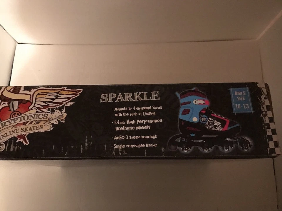 Sparkle Kryptonics Girls Adjustable Inline Skates Size 10-13 Nib - Image 2 of 4