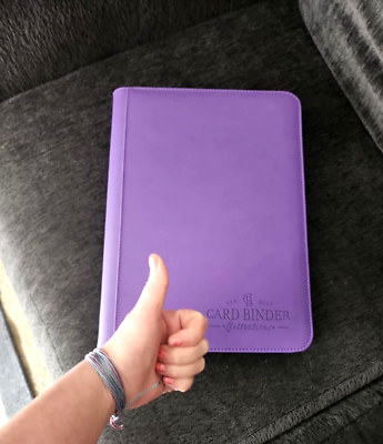 Purple 9 Pocket Card Binder Premium Zip Trading 540 Double Sided