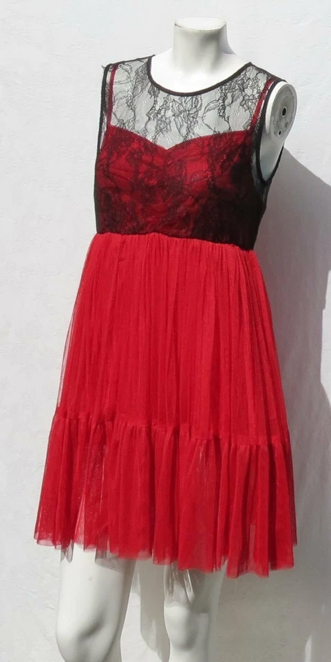 HALLOWEEN COSTUME Women’s Red & Black Mesh Lace Baby Doll Dress US M L - Image 2 of 4