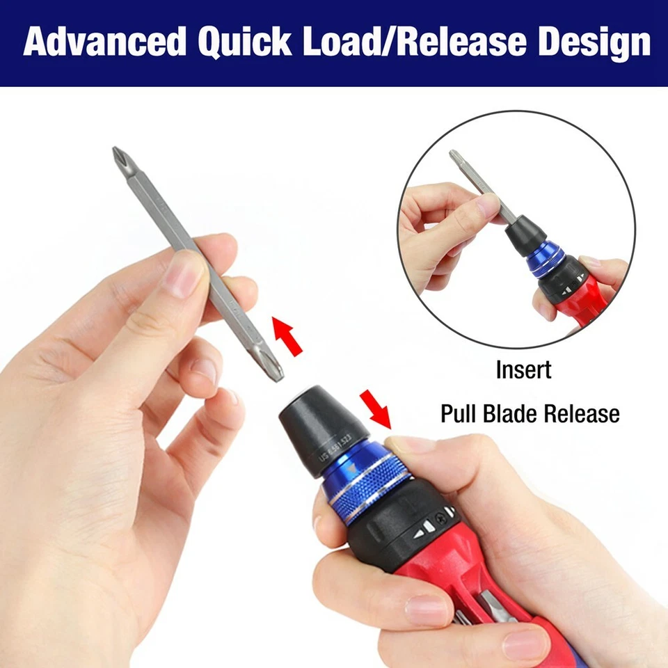 WORKPRO 12-in-1 Multi-Bit Ratcheting Screwdriver Set Quick-load Mechanism Bit US - Image 3 of 4