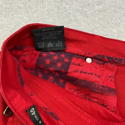 Rockstar Moto Jeans Mens 40* Red Slim Fit Button Fly