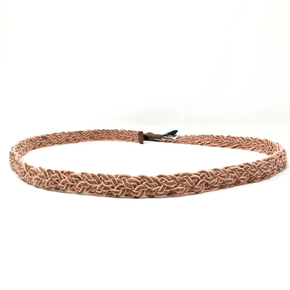 NUEVO J Crew Cinturón Ajustado Mujer Talla S/M Pequeño Mediano Rosa Verde Tejido Trenzado Foto 2 de 4