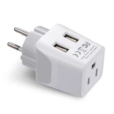 Ceptics USA to Israel, Palestine Travel Adapter Plug - Type H - Dual USB(CTU-14)