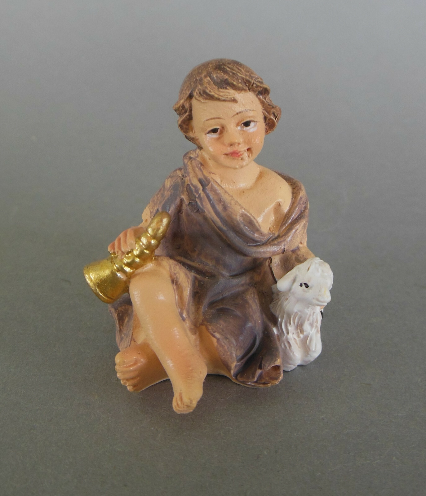 Thumbnail - Junge Mit Lamm Sitzend 4,5 Cm Hoch Für Krippenfiguren Größe 9 Cm K134