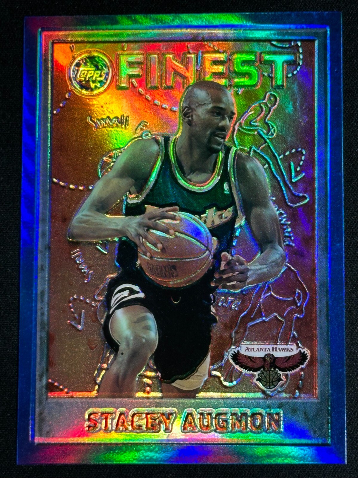 1995 Topps Finest Refractor Stacey Augmon #2 Atlanta Hawks SP