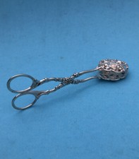 Sch&ouml;ne kleinere Rosenmuster Geb&auml;ck-Zange aus 800er Silber,