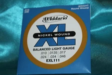 D'Addario EXL111 Balanced Lt Ga Electric Guitar Strings