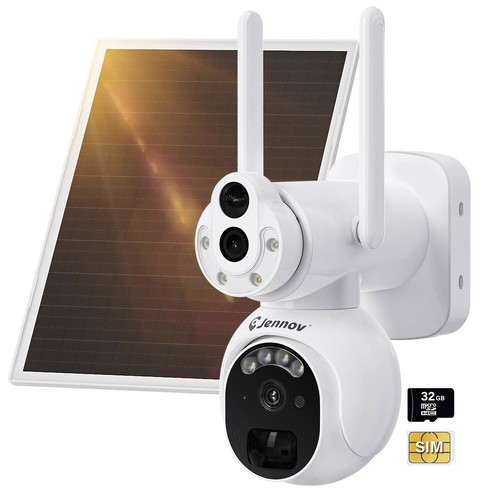 4G LTE 2MP 1080P Security Camera Solar Battery Powered Pan Tilt Outdoor Dual Len