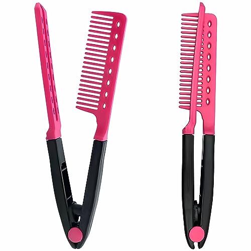 Hair Straightening Comb Set - 2-Pack Flat Iron Comb for Beautiful Tresses, Hair