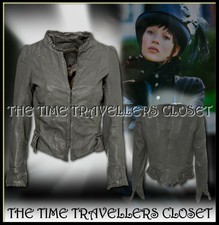 Kate Moss Topshop Distressed Grey Vintage 20s Victorian Leather Jacket Uk 6 34 2