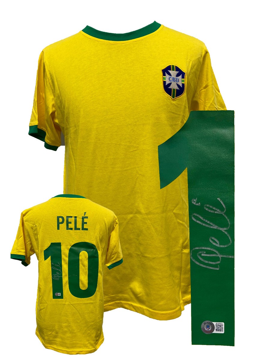PELE SIGNED AUTOGRAPH BRAZIL JERSEY BECKETT BAS