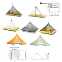 Outdoor Camping Ultralight Trekking Pole Tent Backpacking Pyramid Tent 2/4Person